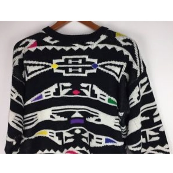 Vintage Sweaters - Sterling Harris VTG 80's Geo Sweater Sz M